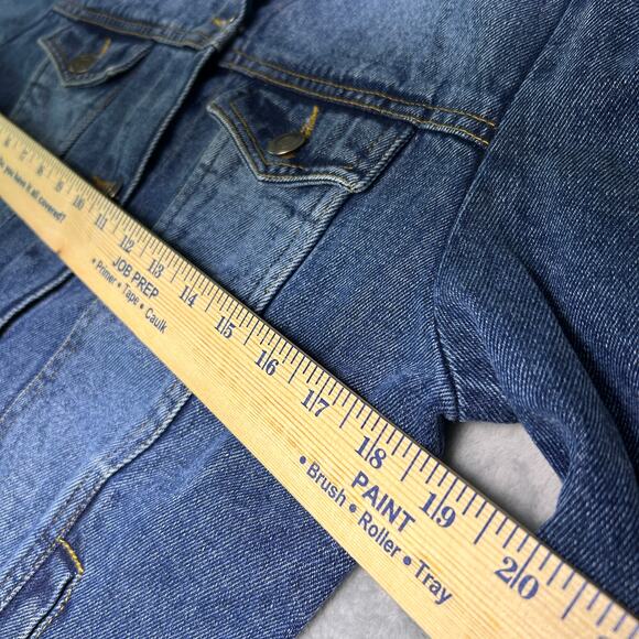 Elan Denim Jacket Womens L Rushed Shoulder Feminine Classic Trucker Girly - Picture 5 of 6